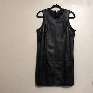 Black Leather Sleeveless Dress